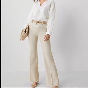 ANN TAYLOR THE JAYNE BOOT FLARE GLEN CHECK TAN HOUNDSTOOTH PLAID PANT $120 14